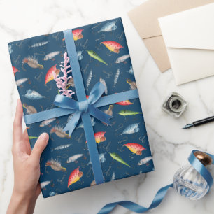 Gevist lokken op Navy Blue Cadeaupapier