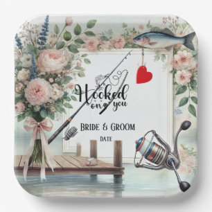 Gevist Lover bruiloft met roede en bloemen Papieren Bordje