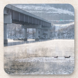 Gevist meer van Taneycomo Foggy Winter Bier Onderzetter