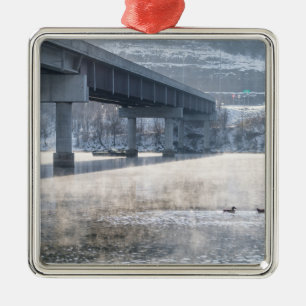 Gevist meer van Taneycomo Foggy Winter Metalen Ornament