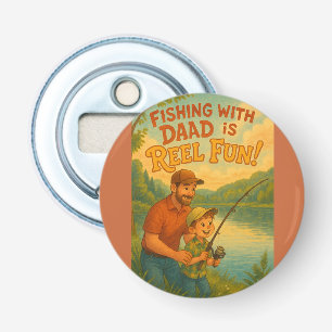 Gevist met papa is echt leuk! button flesopener