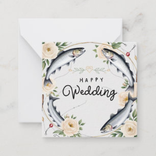 Gevist minnaar begroet Happy Wedding Notitiekaartje
