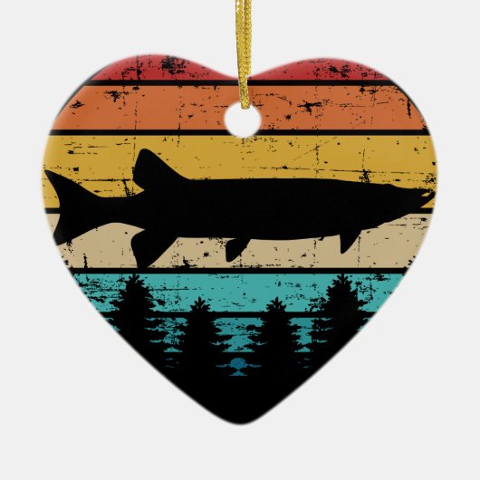 Gevist Muskie  retro Keramisch Ornament (Voorkant)