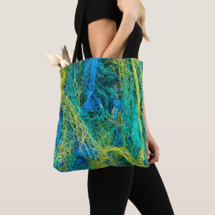 Gevist Net blauw en geel Draagtas