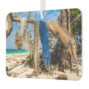 Gevist netten die op het strand drogen luchtverfrisser