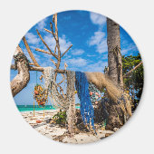 Gevist netten die op het strand drogen magneet (Voorkant)