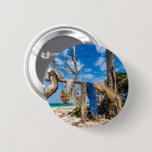 Gevist netten die op het strand drogen ronde button 5,7 cm