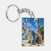 Gevist netten die op het strand drogen sleutelhanger (Voorkant Links)