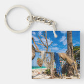 Gevist netten die op het strand drogen sleutelhanger (Voorkant)