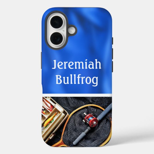 Gevist Ontwerp met Rod en Reel personaliseren Naam Case-Mate iPhone Case (Achterkant)