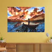 Gevist op Sunset Canvas Afdruk (Insitu (Woonkamer))