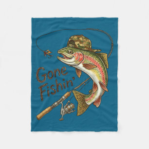 Gevist op vissen Camouflage Forel Vis Vintage Viss Fleece Deken