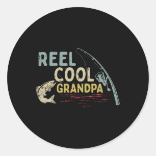 Gevist Reel Cool Opa Grappig Opa Grootvader Fisher Ronde Sticker