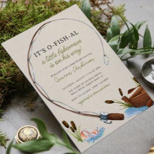 Gevist Reel Waterverf Boy Baby shower Kaart