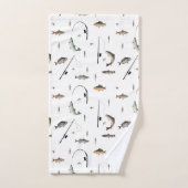 Gevist Rod & Reel Fish Theme Pattern Bad Handdoek (Handdoek)