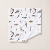 Gevist Rod & Reel Fish Theme Pattern Bad Handdoek (Wasdoekje)