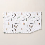 Gevist Rod & Reel Fish Theme Pattern Bad Handdoek (Handdoek)