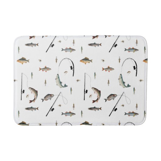 Gevist Rod & Reel Fish Theme Pattern Badmat (Voorkant)