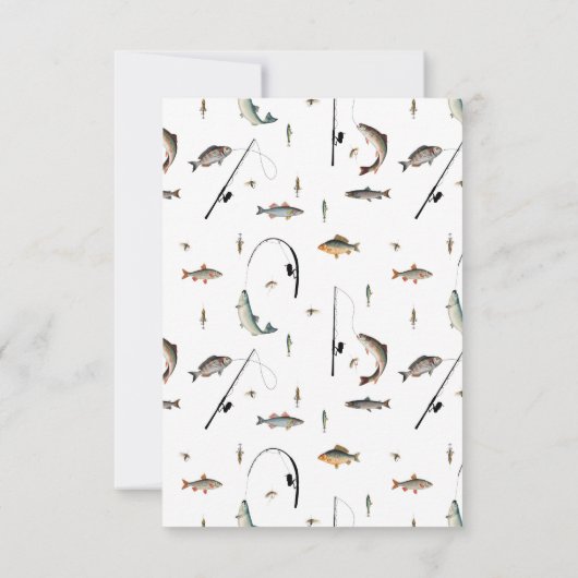 Gevist Rod & Reel Fish Theme Pattern Bedankkaart (Achterkant)