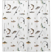 Gevist Rod & Reel Fish Theme Pattern Douchegordijn (Voorkant)