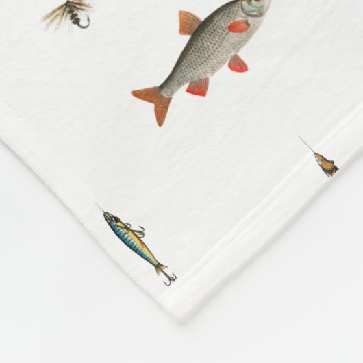 Gevist Rod & Reel Fish Theme Pattern Fleece Deken (Hoek)