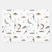 Gevist Rod & Reel Fish Theme Pattern Inpakpapier Vel (Voorkant 3)