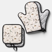 Gevist Rod & Reel Fish Theme Pattern Ovenwant & Pannenlap Set (Voorkant / Achterkant)