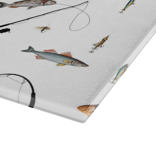 Gevist Rod & Reel Fish Theme Pattern Snijplank (Hoek)