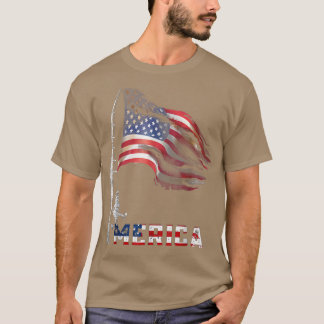 Geviste Amerikaanse vlag Merica Fisherman Patrioti T-shirt