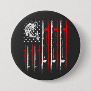 Geviste Amerikaanse vlag  staaf met visronde Ronde Button 7,6 Cm