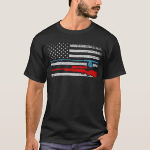 Geviste Amerikaanse vlag voor Rod Hunting Rifle T-shirt