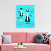 Geviste atoomkatten canvas afdruk (Insitu (Woonkamer))