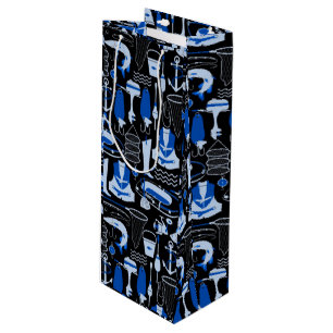 Geviste blauw patroon wijn cadeautas