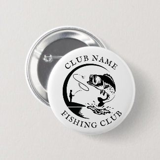 Geviste clubnaam Vis Zwart Wit Ronde Button 5,7 Cm