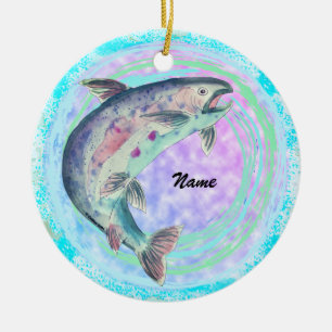 Geviste forel keramisch ornament
