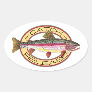 Geviste forelvangst en -vrijgave ovale sticker