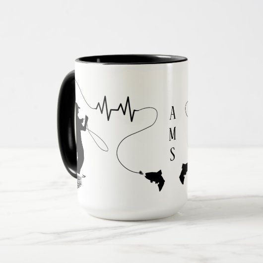 Geviste hartslag forel vlieg vissen Man Monogram Mok (Voorkant links)