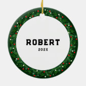 Geviste kerstfeestdag keramisch ornament (Achterkant)