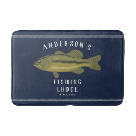 Geviste lodge in blauw, bas en familie badmat