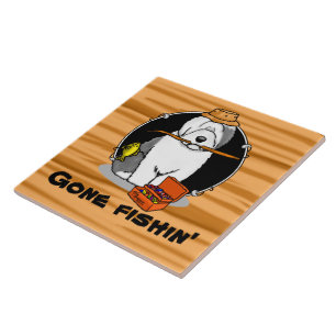 Geviste oude Engelse Sheepdog (Grey 1) Cute Funny Tegeltje