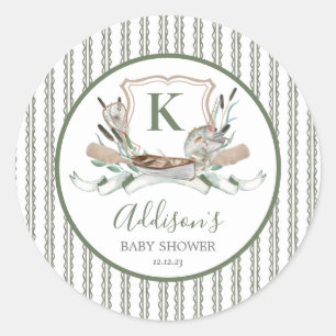 Geviste sticker, preppy vis verjaardagsfeestje sti ronde sticker