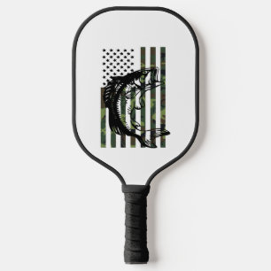 Geviste Tshirt Camouflage Vlag bij Bass Fisher Pickleball Paddle