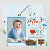 Geviste uitnodiging jongen Birthday Party Fish Inv (Voorkant / Achterkant)