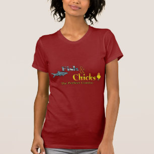 Geviste vis en kip Funny T-shirt
