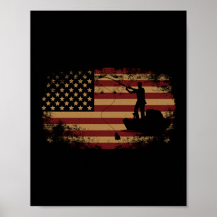 Geviste visser Vist Amerikaanse vlag Poster