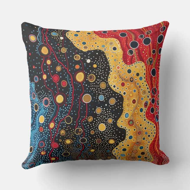 Gevlekt abstract ontwerp in zwart, rood en goud kussen (Achterkant)