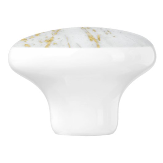 Gevlekt Goud Glanzend Glitter Wit Marmer Keramische Knop (Zijkant)