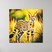 Gevlekte Afrikaanse Savannah Serval Cat Canvas Afdruk (Voorkant)
