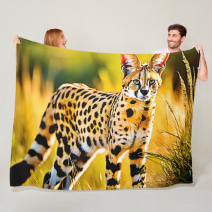 Gevlekte Afrikaanse Savannah Serval Cat Fleece Deken