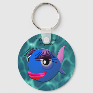 Gevlekte blauwe vis sleutelhanger